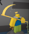 Golden Scythe being held by a player.