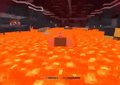 A player dying inside the pool of lava.