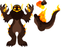 Concept art of Flaming Kaiju when it was planned to be a future Raytraxian.