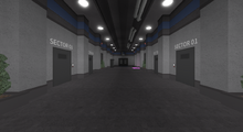 An prior iteration of the Security Sector, the central hallway leading to a Mini Garden.