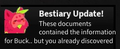 The notification when a player unlocks an already unlocked entry in the bestiary (via Sam's errand).