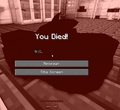 Minecraft death screen upon dying.
