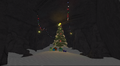 The Christmas version of the Cave Garden with a Christmas tree.