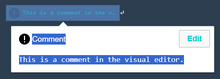A comment box in the Visual Editor.